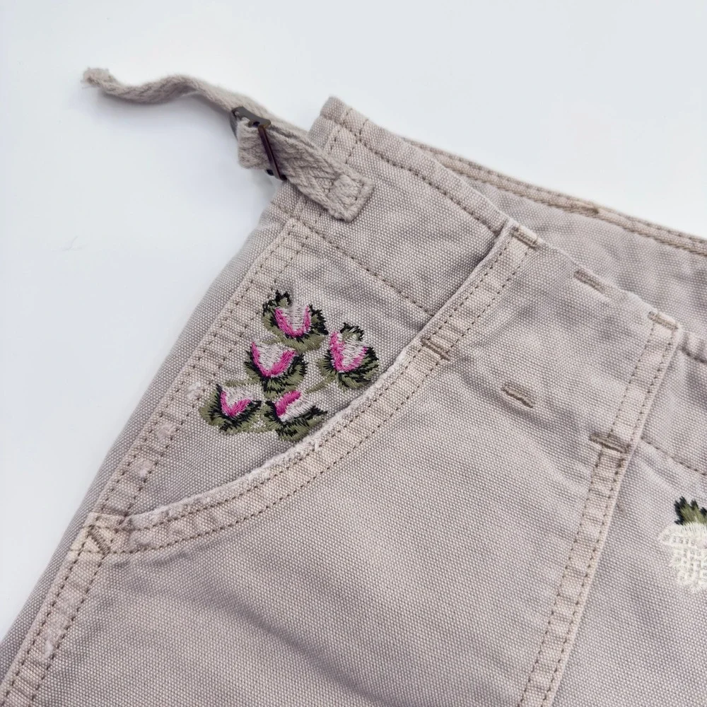 Lucky Brand Floral Embroidered Shorts Womens 10 Boho Cottagecore Shabby Utility